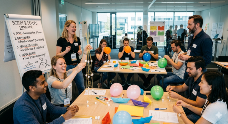 Scrum en Devops simulatiegame met twee teams